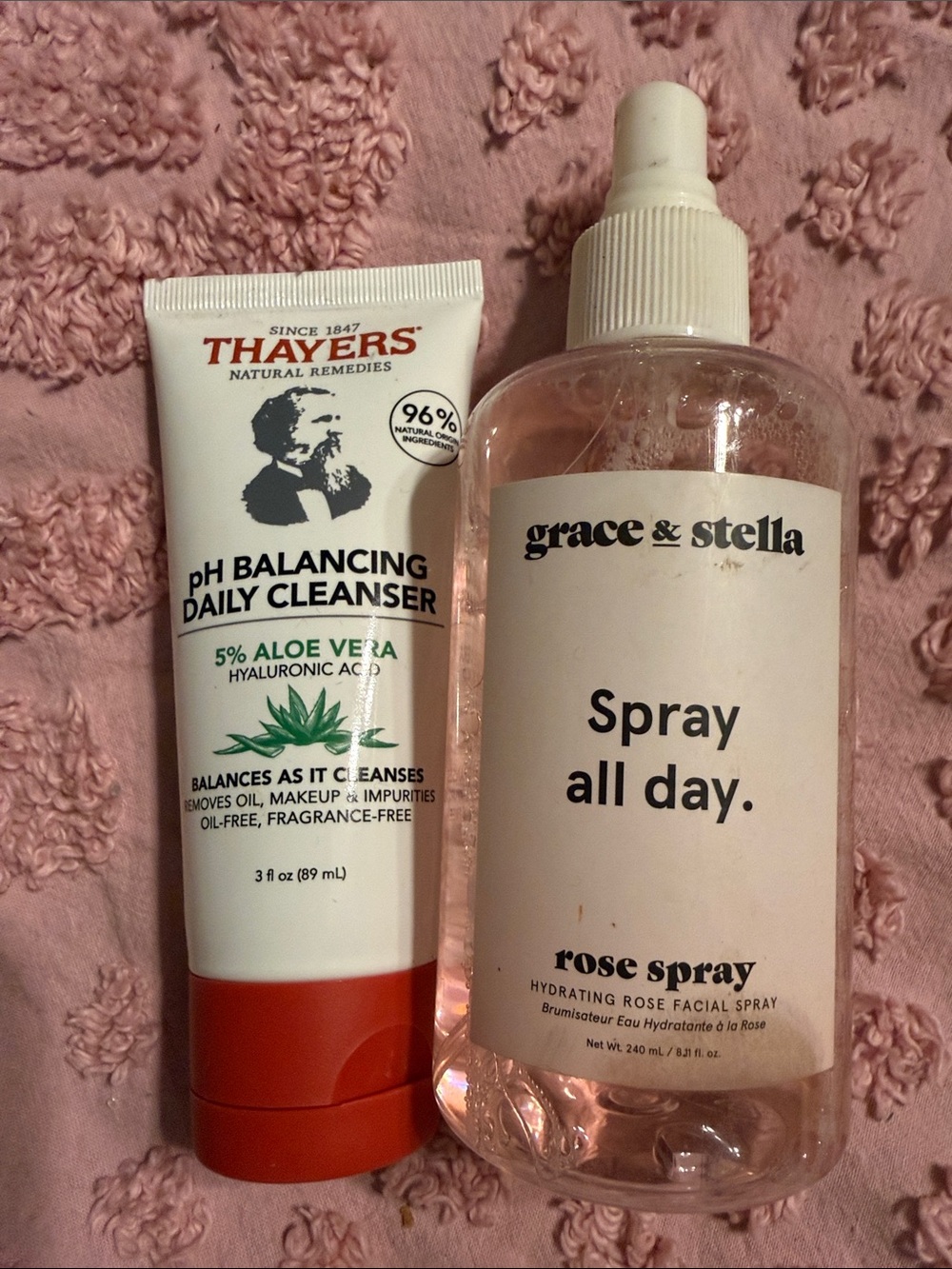 grace & stella Rose Spray Facial Mist - Clear Bottle with White Label